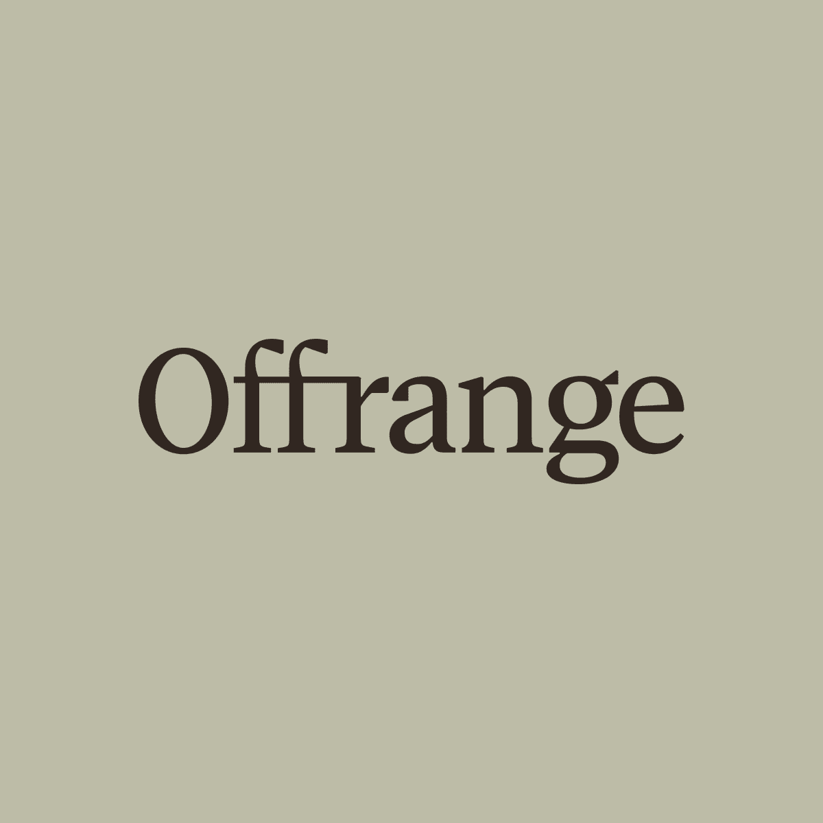 Offrange wordmark, brown on sage